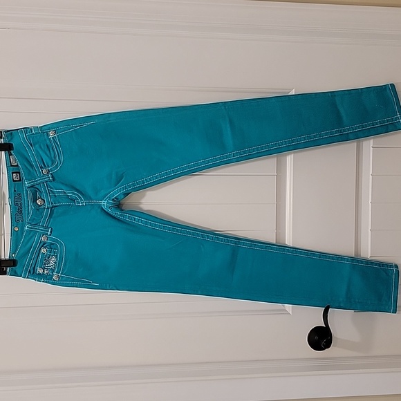 Miss Me Teal Skinny Low Rise Jeans Size 26 - Picture 11 of 11